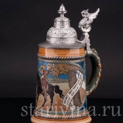 Старинная пивная кружка Трубач из Зекингена, 1/2 л, Villeroy & Boch, Германия, 1897 г.