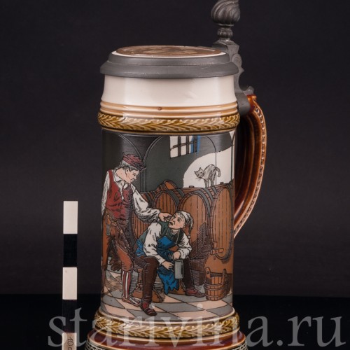 Старинная пивная кружка Воришка, 1/2 л, Villeroy & Boch, Германия, 1901 г.