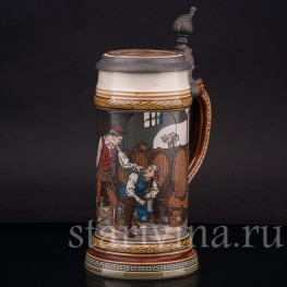 Старинная пивная кружка Воришка, 1/2 л, Villeroy & Boch, Германия, 1901 г.