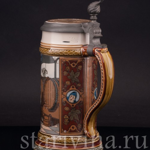 Старинная пивная кружка Воришка, 1/2 л, Villeroy & Boch, Германия, 1901 г.