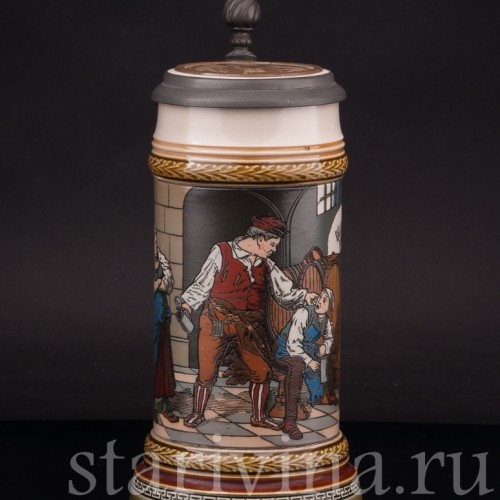 Старинная пивная кружка Воришка, 1/2 л, Villeroy & Boch, Германия, 1901 г.