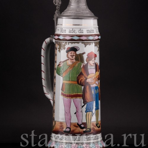 Уцененная пивная кружка Три юноши, 3 л, Matthias Girmscheid, Германия.