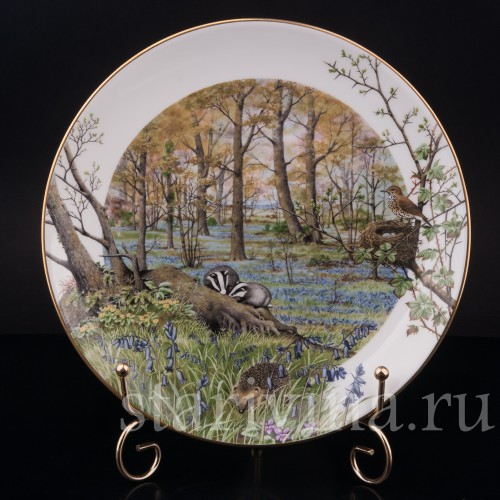 Декоративная тарелка из фарфора Лес в апреле, Royal Worcester, Великобритания, 1979 г.