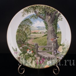 Декоративная тарелка из фарфора Сельская дорога в мае, Royal Worcester, Великобритания.