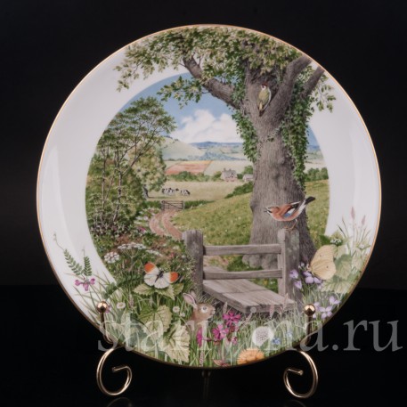 Декоративная тарелка из фарфора Сельская дорога в мае, Royal Worcester, Великобритания.