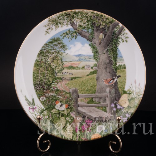 Декоративная тарелка из фарфора Сельская дорога в мае, Royal Worcester, Великобритания.