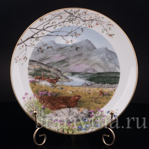 Декоративная фарфоровая тарелка Сентябрь на болотах, Royal Worcester, Великобритания, 1979 г.