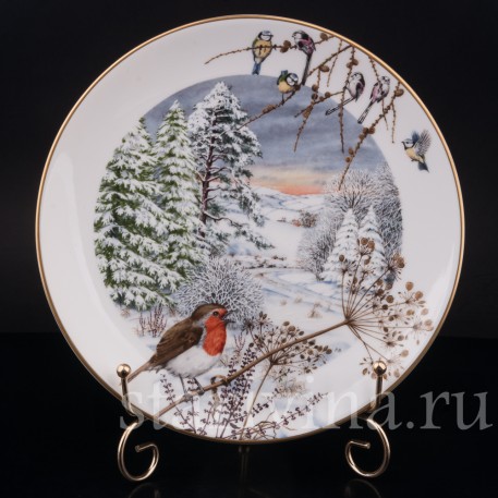 Декоративная тарелка из фарфора Просёлочная дорога в декабре, Royal Worcester, Великобритания, 1979 г.