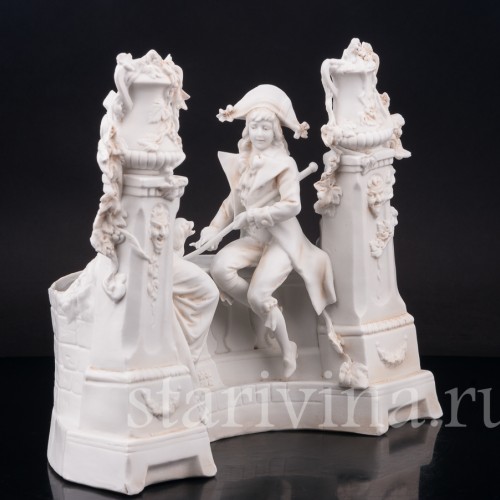 Композиция из фарфора Пара на краю фонтана, Unger, Schneider & Cie, Германия, 1875-79 гг.