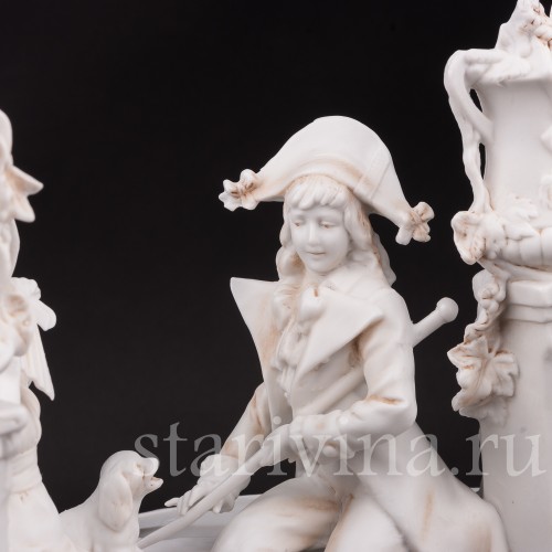 Композиция из фарфора Пара на краю фонтана, Unger, Schneider & Cie, Германия, 1875-79 гг.