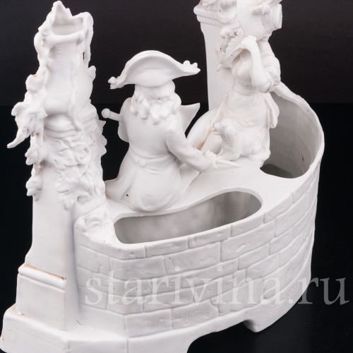 Композиция из фарфора Пара на краю фонтана, Unger, Schneider & Cie, Германия, 1875-79 гг.