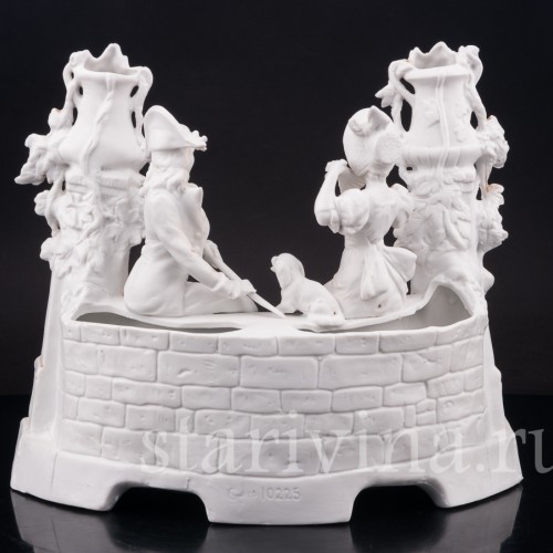 Композиция из фарфора Пара на краю фонтана, Unger, Schneider & Cie, Германия, 1875-79 гг.