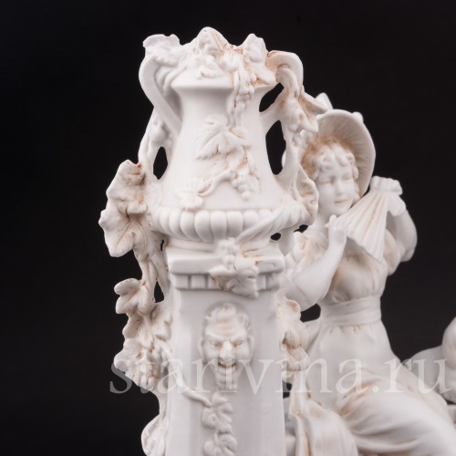 Композиция из фарфора Пара на краю фонтана, Unger, Schneider & Cie, Германия, 1875-79 гг.