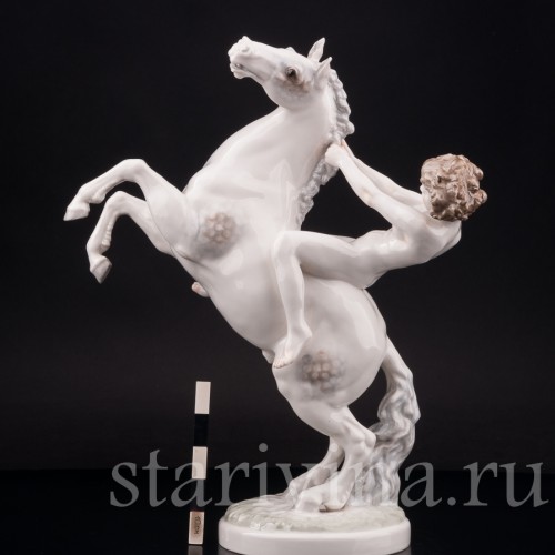 Статуэтка девушки из фарфора Утренняя прогулка, обнаженная на лошади, Hutschenreuther, Германия, 1945-49 гг.