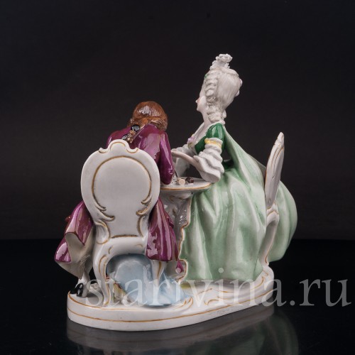 Фарфоровая композиция Прерванная партия, пара за шахматами, Scheibe-Alsbach, Германия, сер. 20 в.