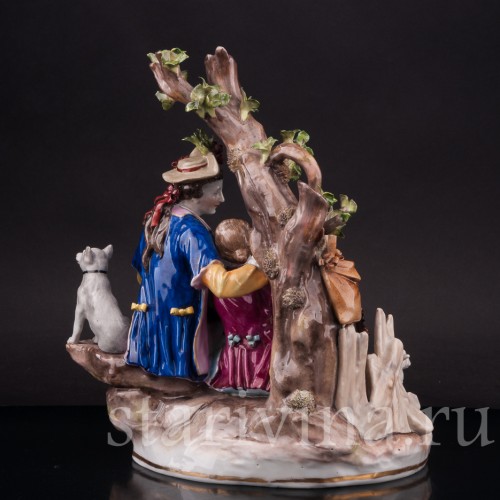 Композиция из фарфора Пасторальная пара с музыкальными инструментами, Von Schierholz, Германия, 1907-27 гг.