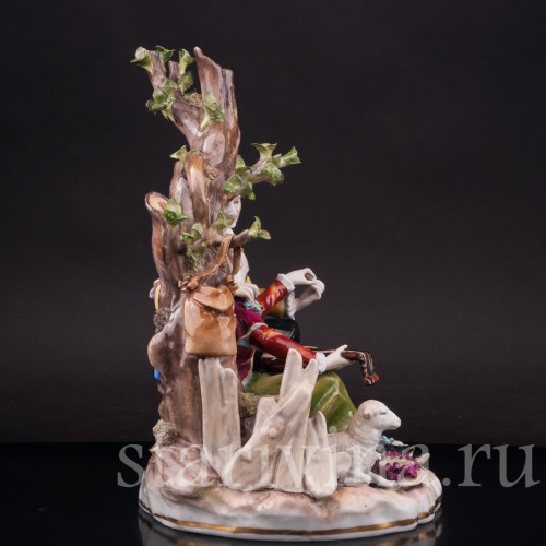 Композиция из фарфора Пасторальная пара с музыкальными инструментами, Von Schierholz, Германия, 1907-27 гг.