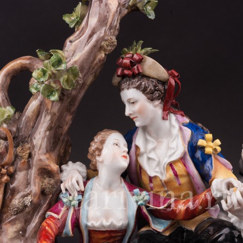 Композиция из фарфора Пасторальная пара с музыкальными инструментами, Von Schierholz, Германия, 1907-27 гг.