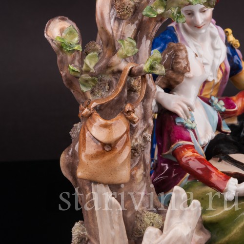 Композиция из фарфора Пасторальная пара с музыкальными инструментами, Von Schierholz, Германия, 1907-27 гг.