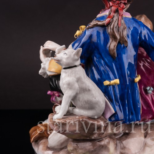 Композиция из фарфора Пасторальная пара с музыкальными инструментами, Von Schierholz, Германия, 1907-27 гг.