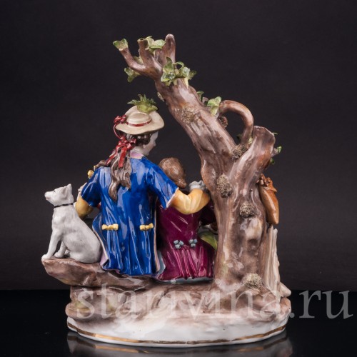 Композиция из фарфора Пасторальная пара с музыкальными инструментами, Von Schierholz, Германия, 1907-27 гг.