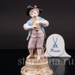 Статуэтка из фарфора Мальчик с флейтой на бочке, Meissen, Германия, сер. 19 - нач. 20 вв.