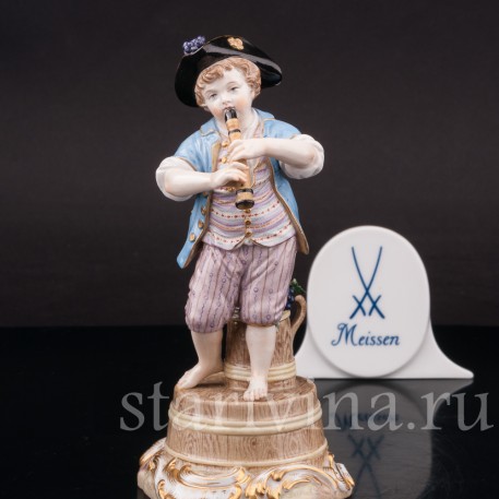Статуэтка из фарфора Мальчик с флейтой на бочке, Meissen, Германия, сер. 19 - нач. 20 вв.
