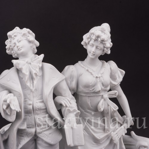 Фарфоровая композиция Куртуазная прогулка, бисквит, Scheibe-Alsbach, Германия, нач. 20 в.