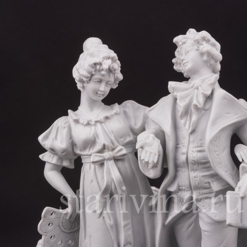 Фарфоровая композиция Куртуазная прогулка, бисквит, Scheibe-Alsbach, Германия, нач. 20 в.