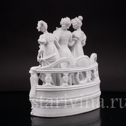 Фарфоровая композиция Куртуазная прогулка, бисквит, Scheibe-Alsbach, Германия, нач. 20 в.