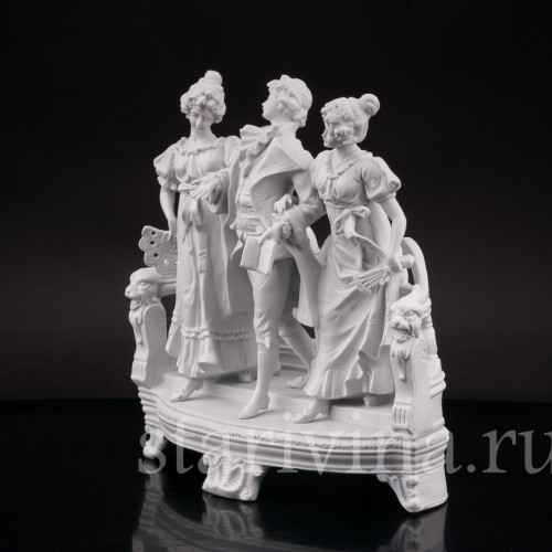 Фарфоровая композиция Куртуазная прогулка, бисквит, Scheibe-Alsbach, Германия, нач. 20 в.