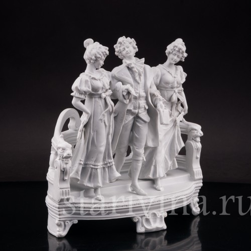 Фарфоровая композиция Куртуазная прогулка, бисквит, Scheibe-Alsbach, Германия, нач. 20 в.