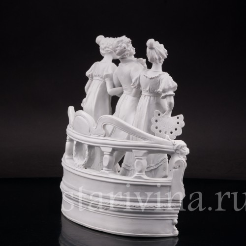 Фарфоровая композиция Куртуазная прогулка, бисквит, Scheibe-Alsbach, Германия, нач. 20 в.