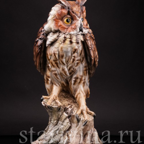 Фаянсовая статуэтка птицы Ушастая сова, Tay, Италия, вт. пол. 20 в.