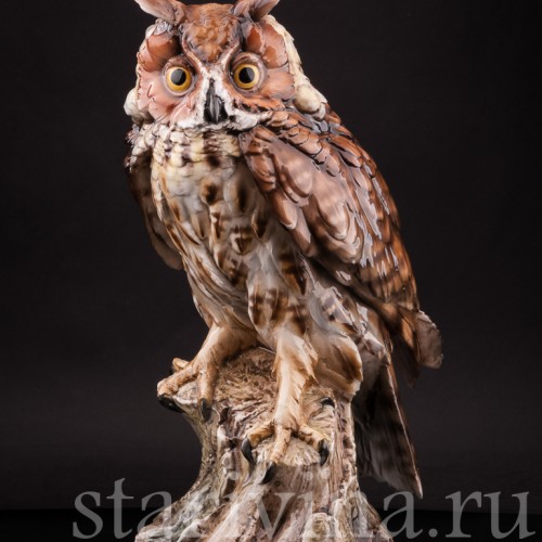 Фаянсовая статуэтка птицы Ушастая сова, Tay, Италия, вт. пол. 20 в.