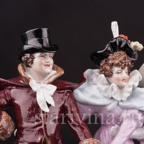 Фарфоровая композиция Зима, весёлая прогулка на коньках, Scheibe-Alsbach, Германия, вт. пол. 20 в.