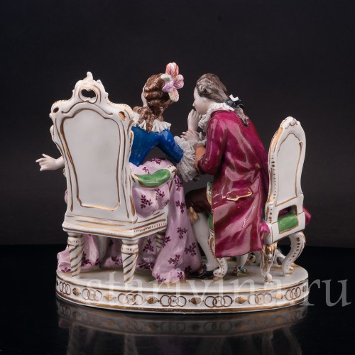 Фарфоровая композиция Ухаживание, кружевная, Volkstedt, Германия, до 1935 года.