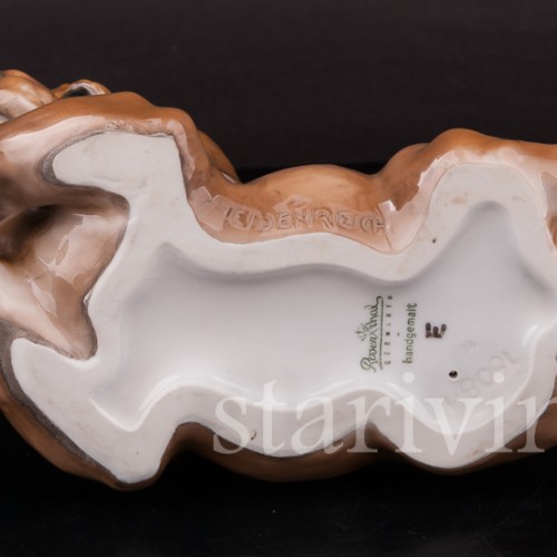 Фарфоровая статуэтка собаки Лежащий щенок таксы, Rosenthal, Германия, 1950-60 гг.