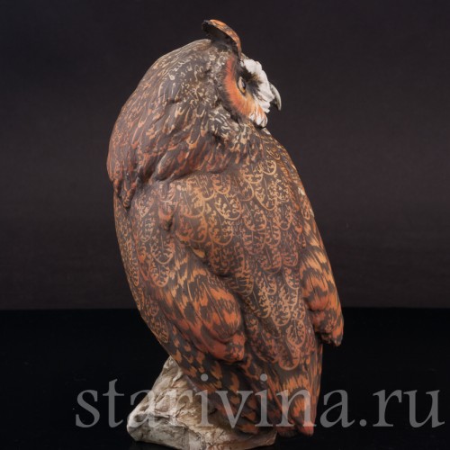 Бисквитная статуэтка птиц Сова с совёнком, Tay, Италия, вт. пол. 20 в.