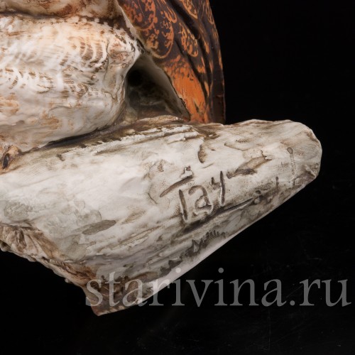 Бисквитная статуэтка птиц Сова с совёнком, Tay, Италия, вт. пол. 20 в.