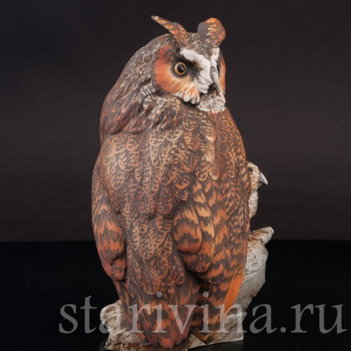 Бисквитная статуэтка птиц Сова с совёнком, Tay, Италия, вт. пол. 20 в.