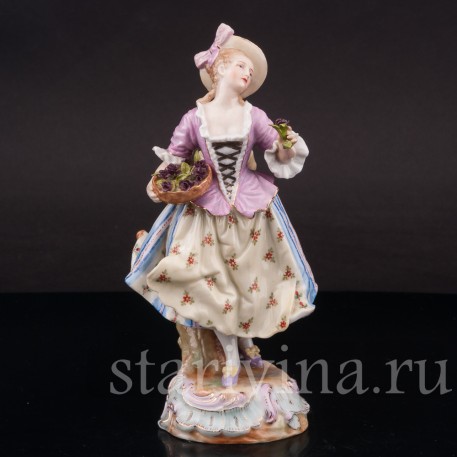 Фарфоровая статуэтка девушки Продавщица цветов, Германия, кон.19, нач. 20 вв.