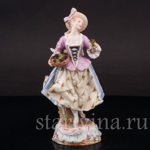 Фарфоровая статуэтка девушки Продавщица цветов, Германия, кон.19, нач. 20 вв.