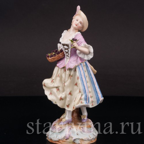 Фарфоровая статуэтка девушки Продавщица цветов, Германия, кон.19, нач. 20 вв.