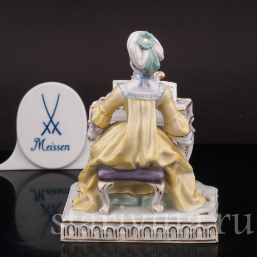 Фарфоровая статуэтка Девушка у клавесина, аллегория слуха, Meissen, Германия, 1949 г.