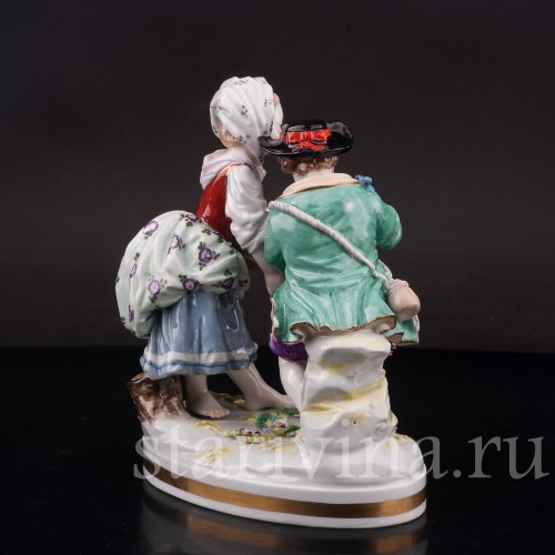 Фарфоровая статуэтка Дети с собачкой, Volkstedt, Германия, кон. 19 - нача. 20 вв.