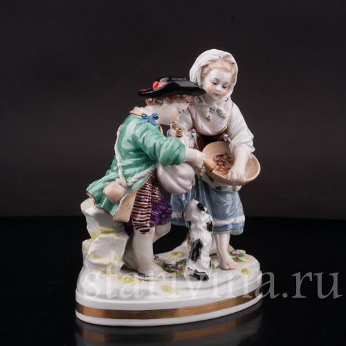 Фарфоровая статуэтка Дети с собачкой, Volkstedt, Германия, кон. 19 - нача. 20 вв.