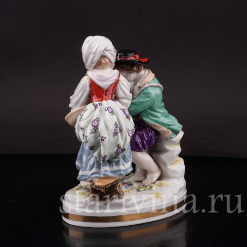 Фарфоровая статуэтка Дети с собачкой, Volkstedt, Германия, кон. 19 - нача. 20 вв.