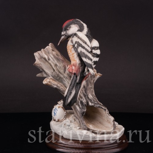 Статуэтка птицы из фарфора Дятел, Capodimonte, Италия, сер. 20 в.