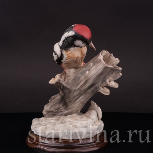 Статуэтка птицы из фарфора Дятел, Capodimonte, Италия, сер. 20 в.
